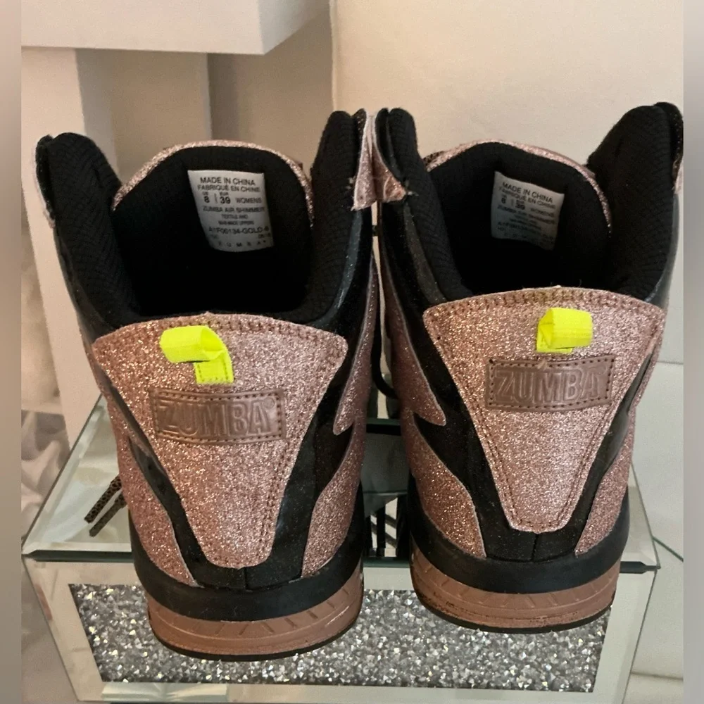 Zumba Black and Gold Bling Glitter Sneakers - Picture 4 of 6